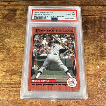 2021 Topps Now Turn Back The Clock 177 - Mickey Mantle Cherry 7/7 PSA 10 - Shotime Cards