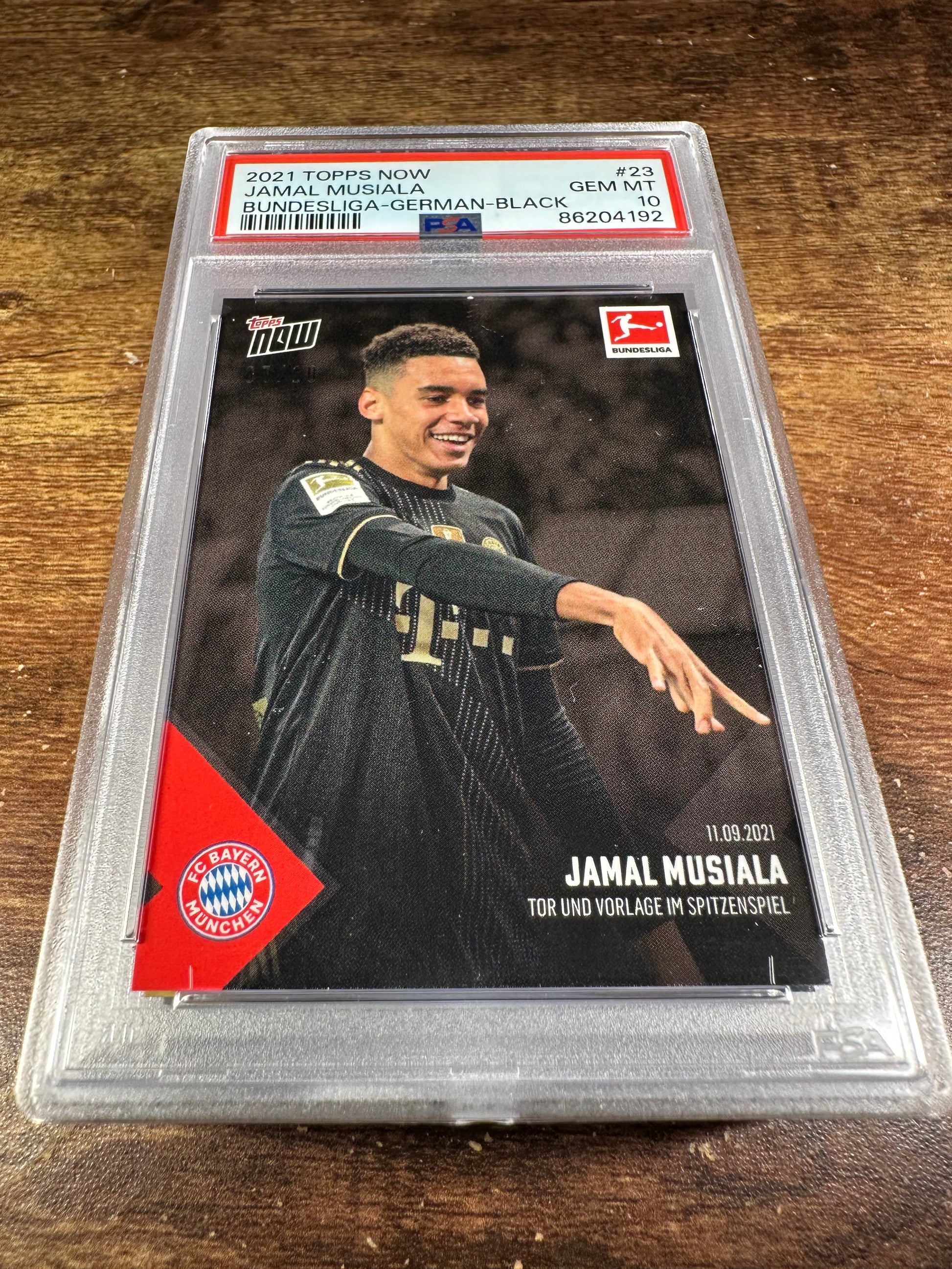 2021 Topps Now German Bundesliga 23 - Jamal Musiala Black 7/10 PSA 10 - Shotime Cards