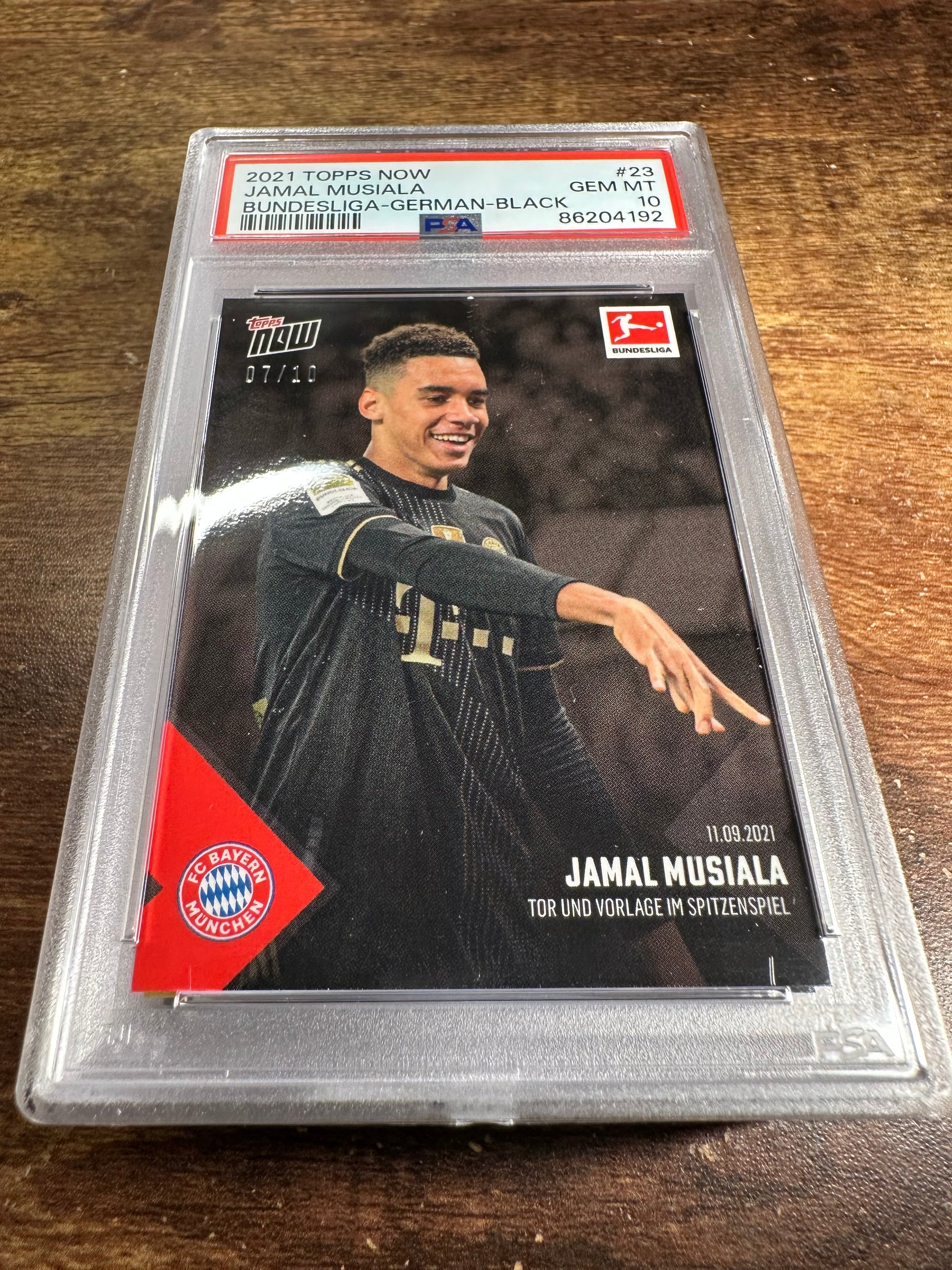 2021 Topps Now German Bundesliga 23 - Jamal Musiala Black 7/10 PSA 10 - Shotime Cards