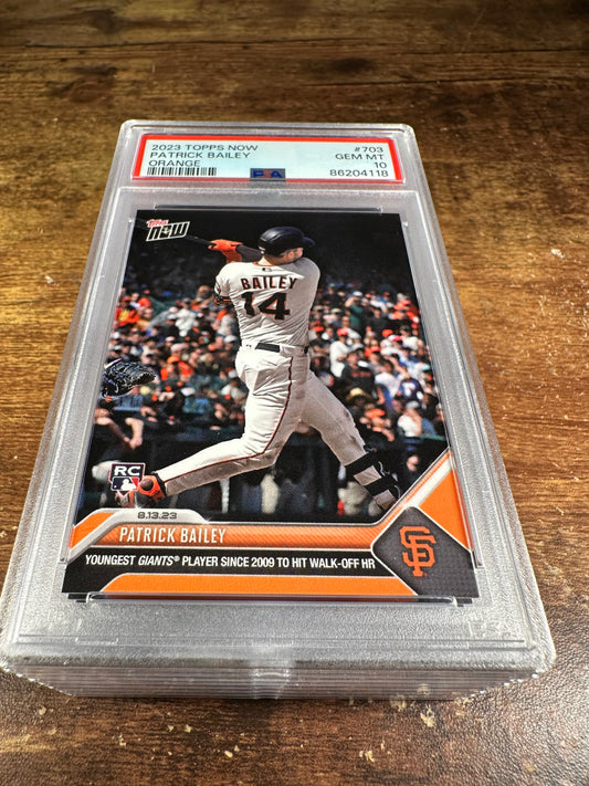 2023 Topps Now 703 - Patrick Bailey RC Orange 5/5 PSA 10 - Shotime Cards