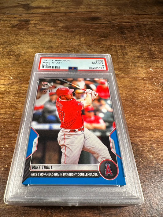 2022 Topps Now 368 - Mike Trout Blue 2/49 PSA 9 - Shotime Cards