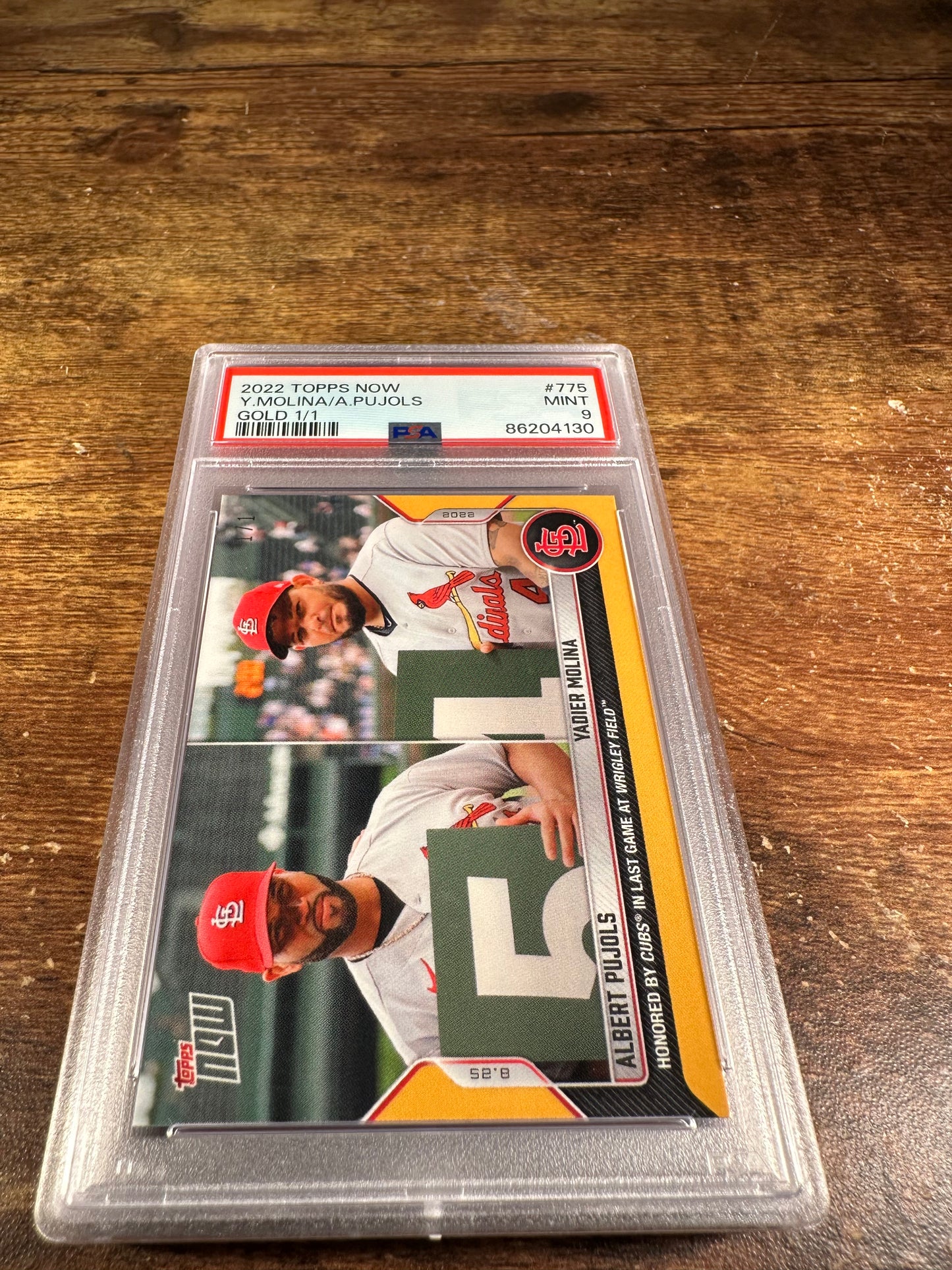 2022 Topps Now 775 - Albert Pujols / Yadier Molina Gold 1/1 PSA 9 - Shotime Cards