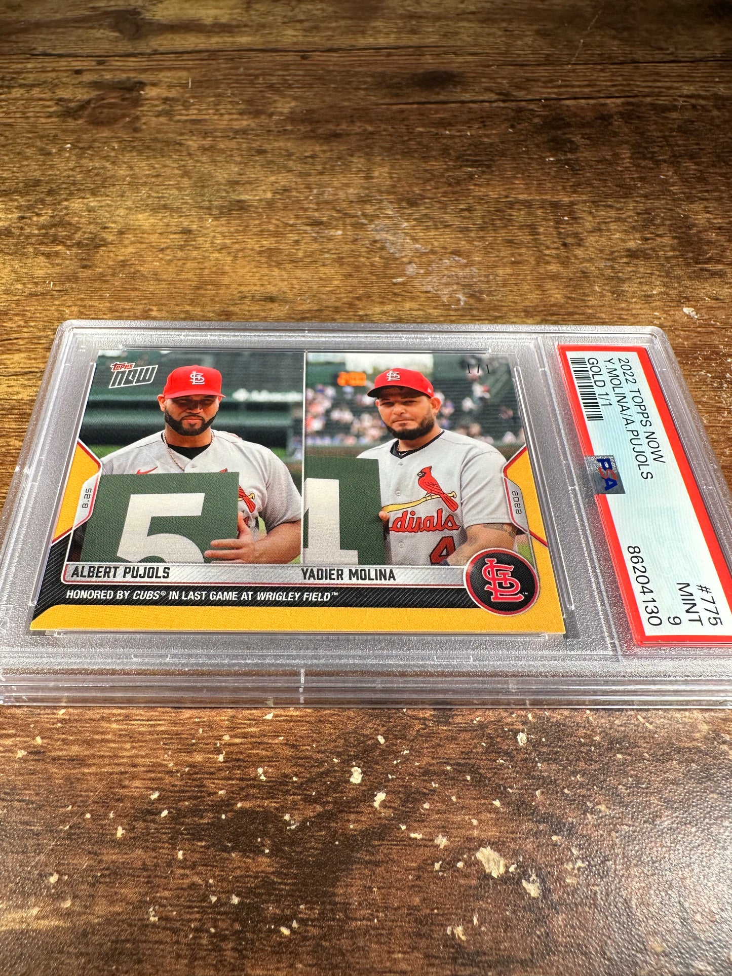 2022 Topps Now 775 - Albert Pujols / Yadier Molina Gold 1/1 PSA 9 - Shotime Cards