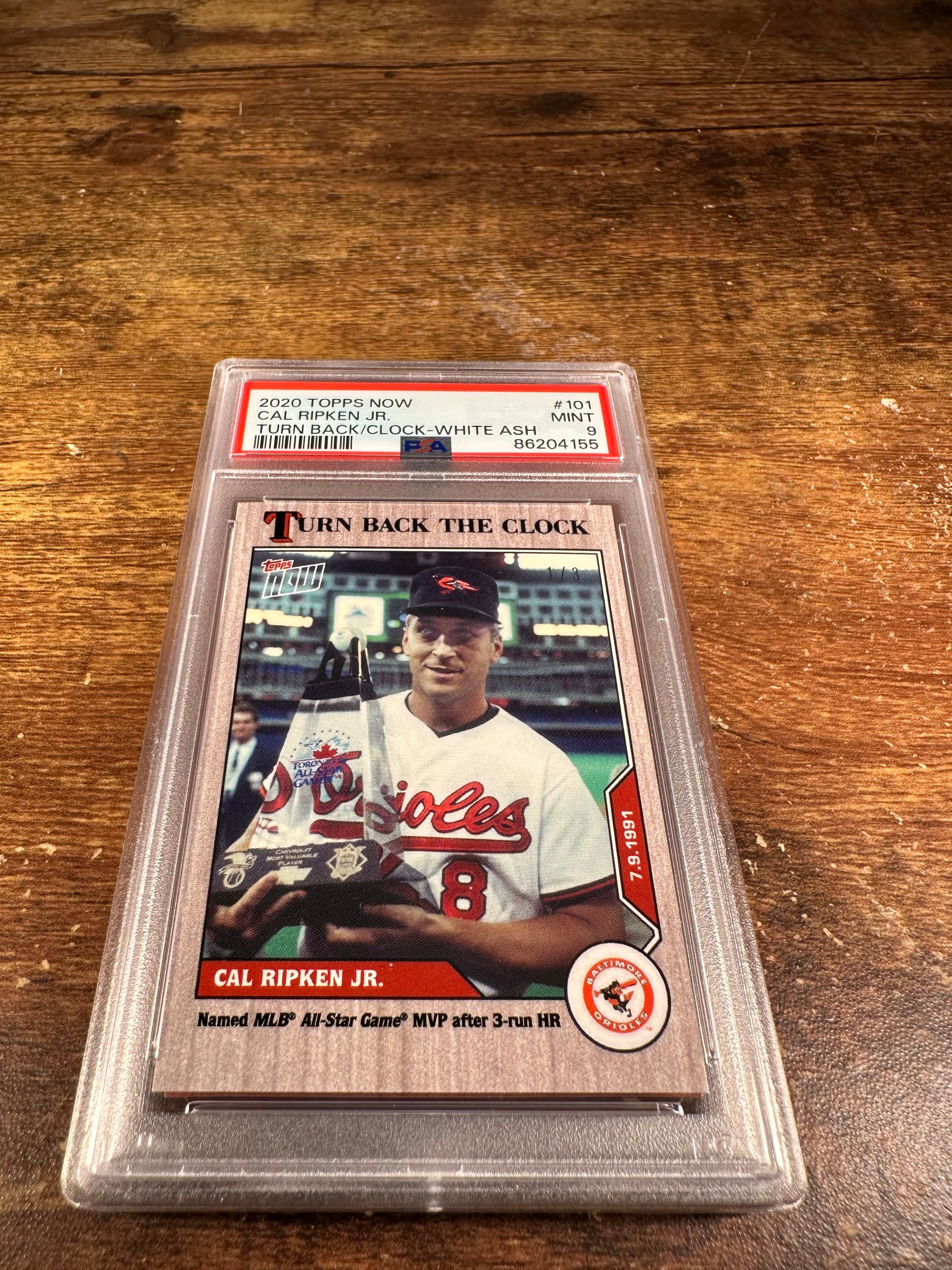 2020 Topps Now Turn Back The Clock 101 - Cal Ripken Jr. White Ash 1/3 PSA 9 - Shotime Cards