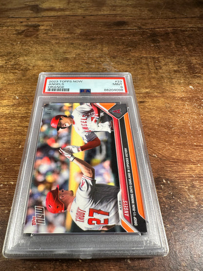 2023 Topps Now 23 - Shohei Ohtani / Mike Trout Orange 4/5 PSA 9 - Shotime Cards