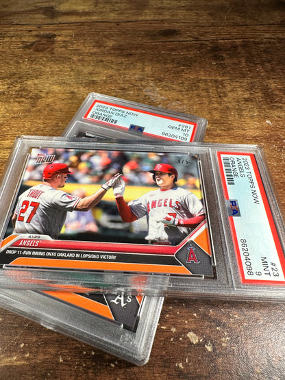 2023 Topps Now 23 - Shohei Ohtani / Mike Trout Orange 4/5 PSA 9 - Shotime Cards