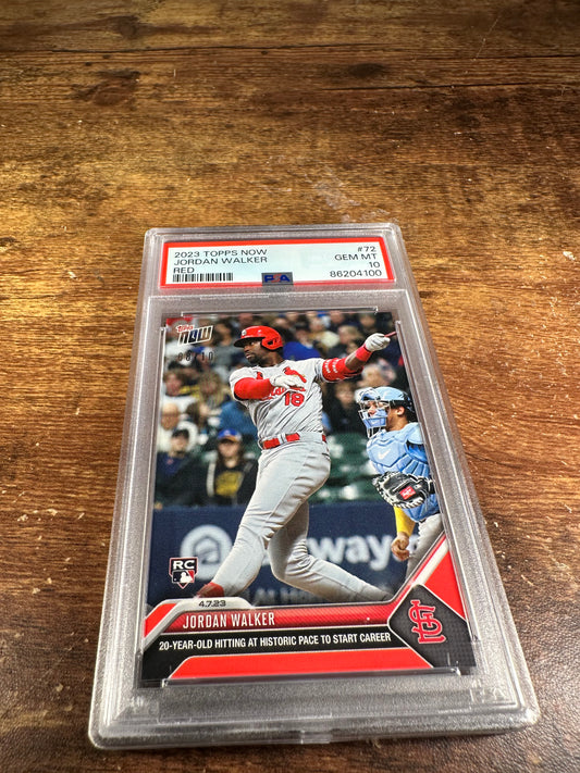 2023 Topps Now 72 - Jordan Walker RC Red 8/10 PSA 10 - Shotime Cards