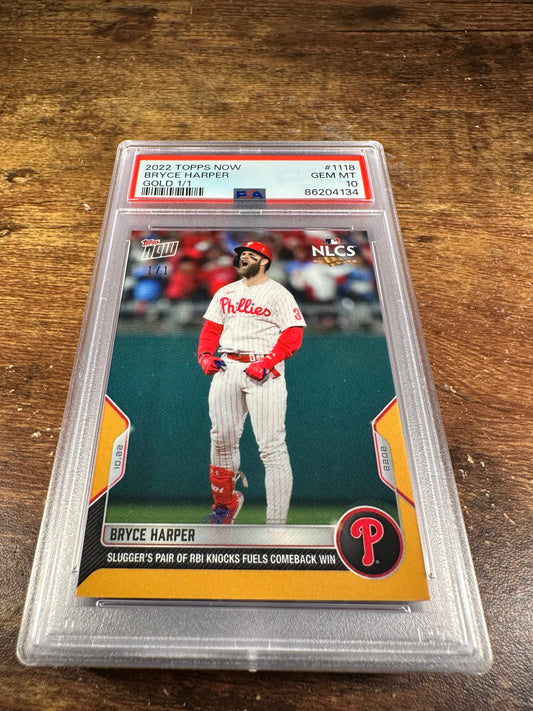 2022 Topps Now 1118 - Bryce Harper Gold 1/1 PSA 10 - Shotime Cards