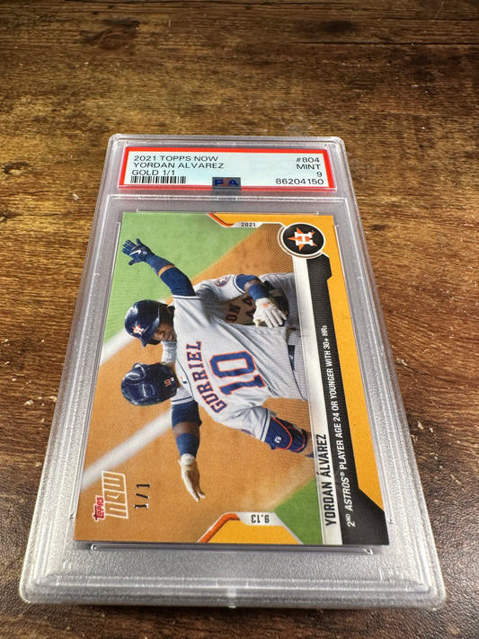 2021 Topps Now 804 - Yordan Alvarez Gold 1/1 PSA 9 - Shotime Cards