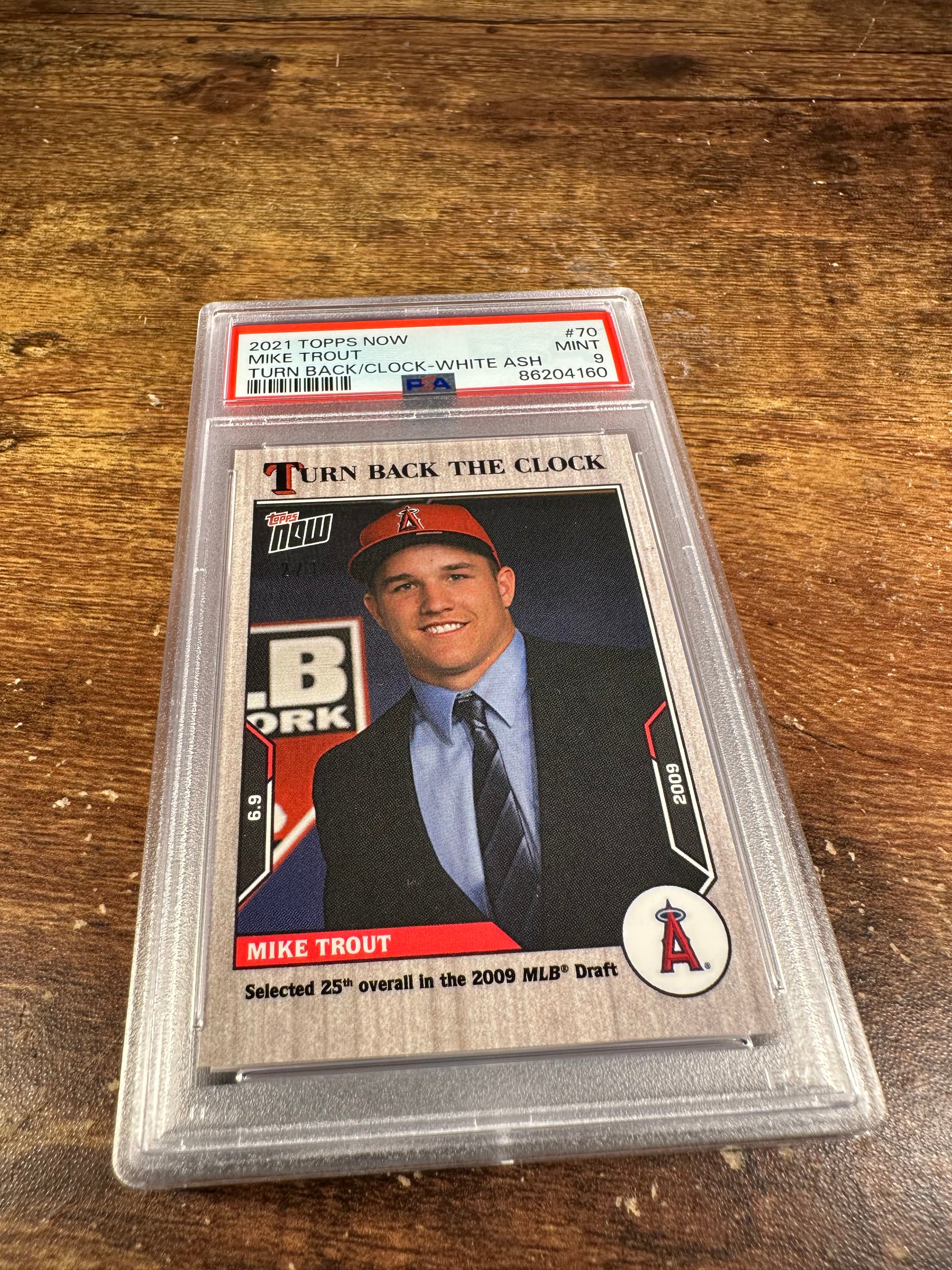 2021 Topps Now Turn Back The Clock 70 - Mike Trout White Ash 2/3 PSA 9 - Shotime Cards