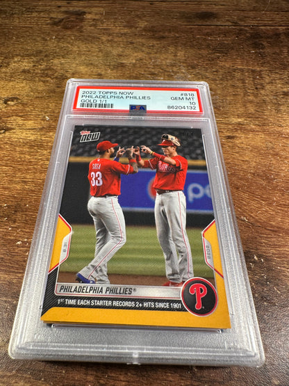 2022 Topps Now 818 - Philadelphia Phillies Gold 1/1 PSA 10 - Shotime Cards