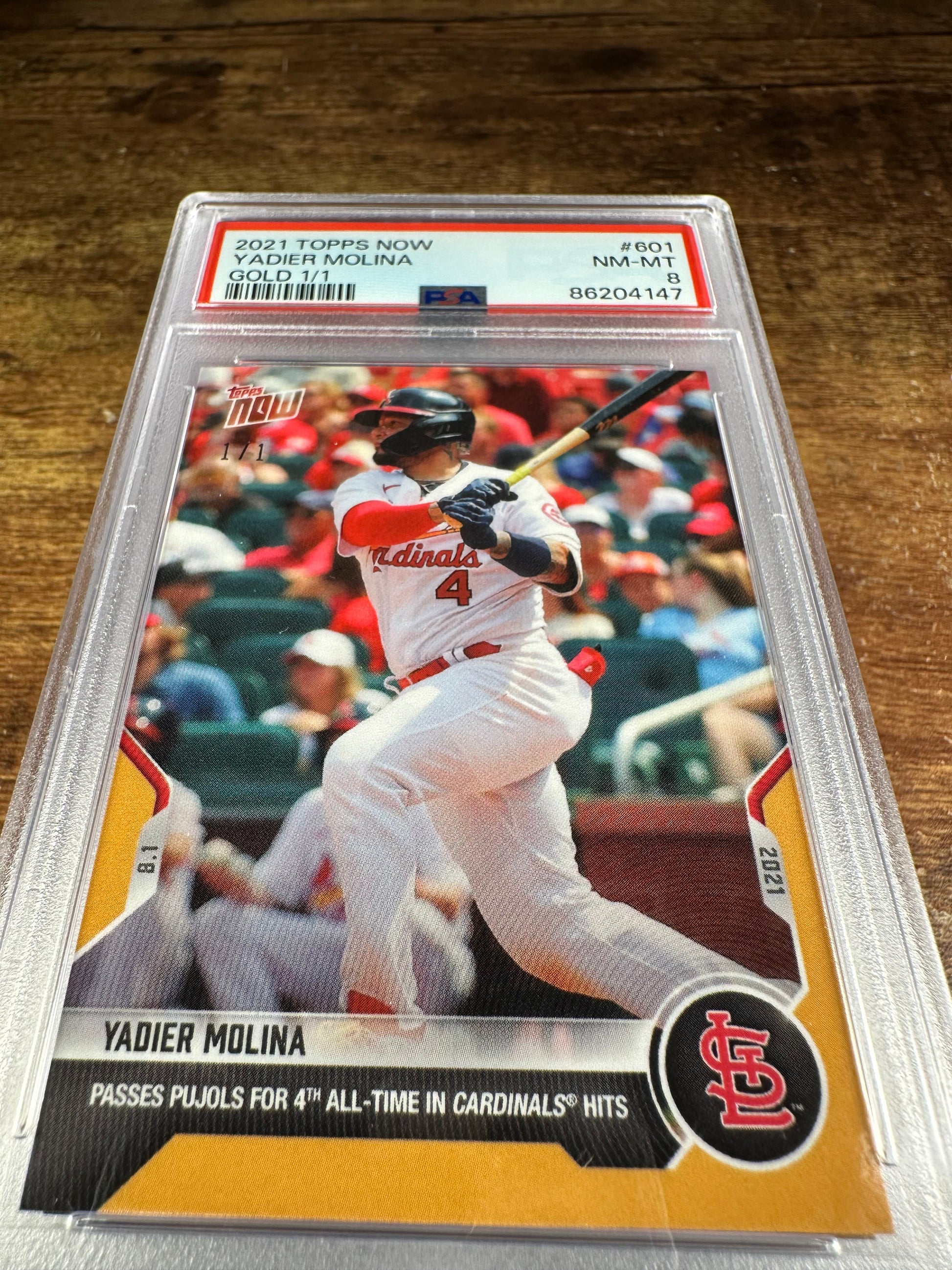 2021 Topps Now 601 - Yadier Molina Gold 1/1 PSA 8 - Shotime Cards