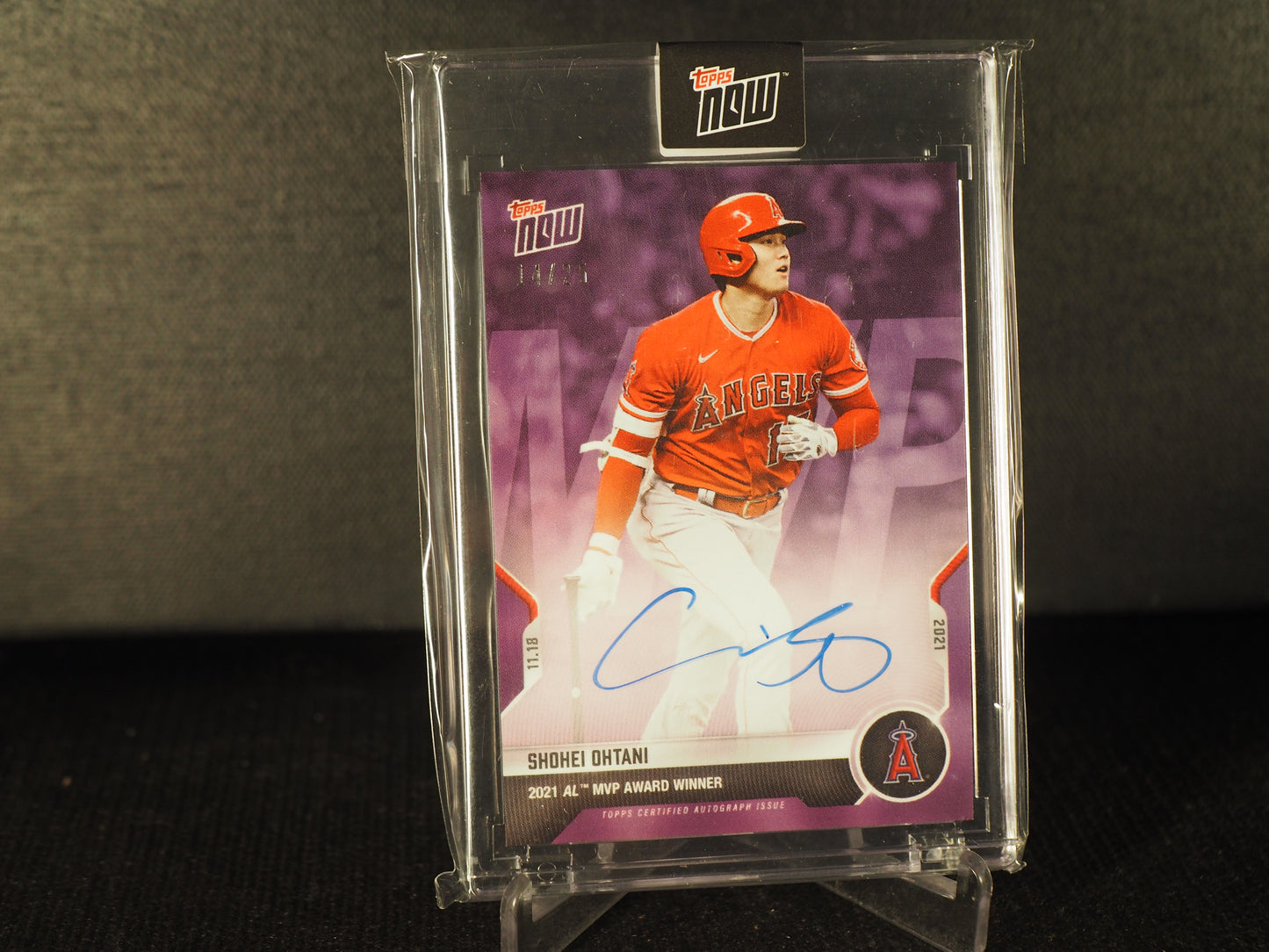 2021 Topps NOW OS-40C LA ANGELS SHOHEI OHTANI AL MVP PURPLE AUTOGRAPH 14/25 Auto