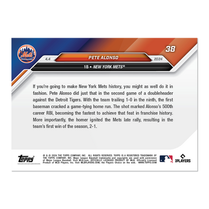 2024 TOPPS NOW Card 0038 38 - Pete Alonso - Shotime Cards