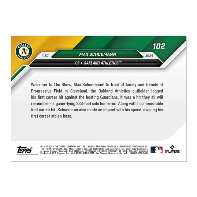 2024 MLB TOPPS NOW Card 0102 102 - Max Schuemann