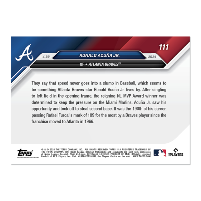 2024 MLB TOPPS NOW Card 0111 111 - Ronald Acuna Jr