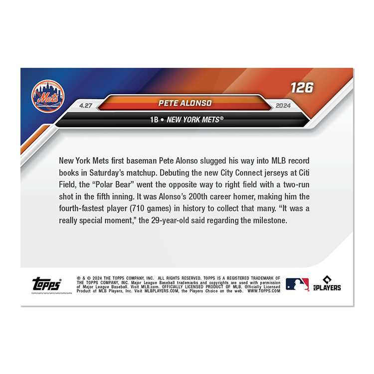 2024 MLB TOPPS NOW Card 0126 126 - Pete Alonso