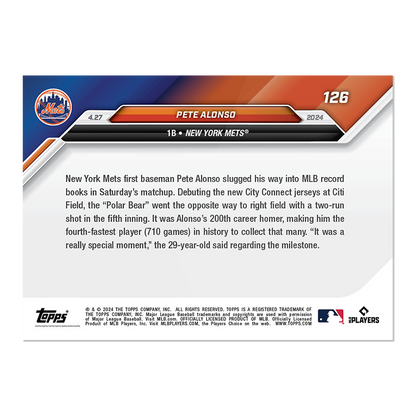 2024 MLB TOPPS NOW Card 0126 126 - Pete Alonso